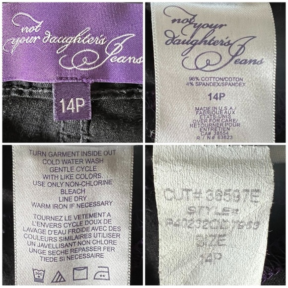 NYDJ Jeans Marilyn Straight Sparkle Bling Studded Pocket Black Silver 14P Petite - Picture 7 of 17